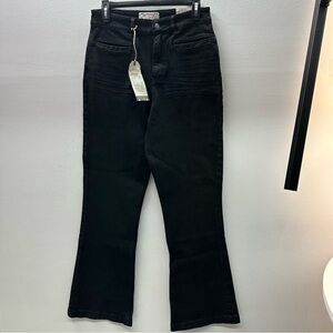 Womens Fat Face Black Fly Flare Jeans US 6 Regular New Bootleg Dark Trousers